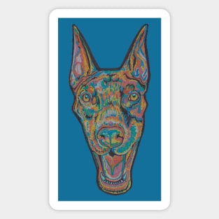 Colorful doberman dog head Magnet